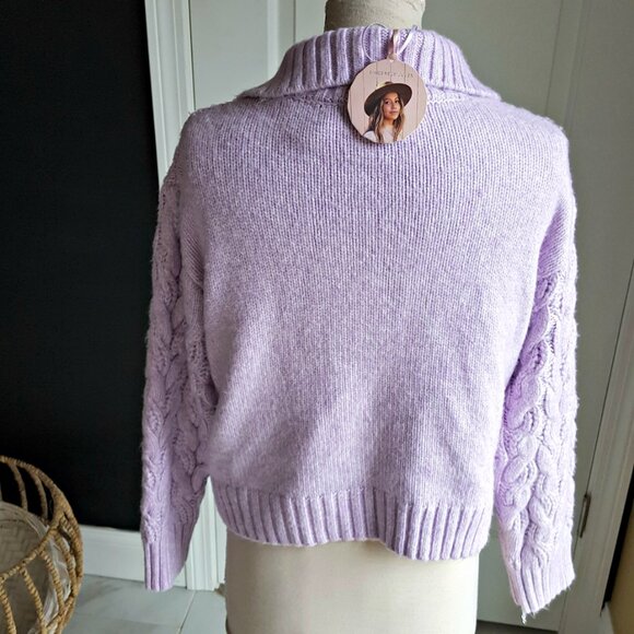 NEW! COZY Comfy LAVENDER Zip SWEATER SZ XL - Picture 4 of 5